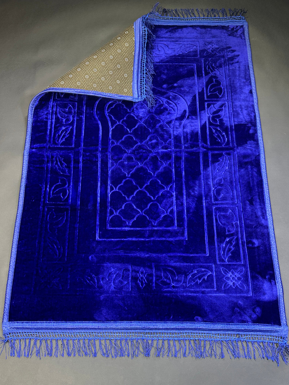 Luxury blue prayer mat folded