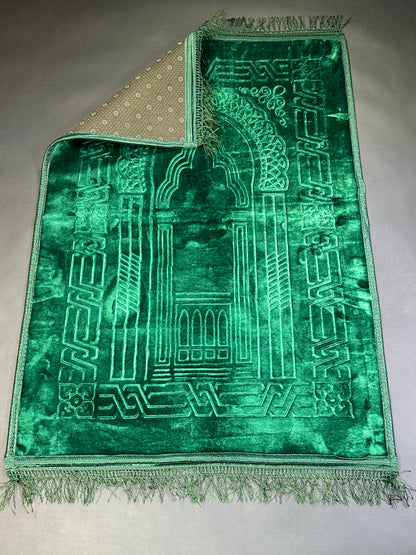 Luxury green prayer mat folded