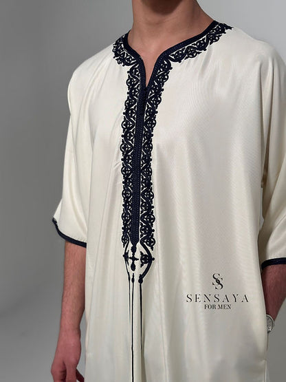 Djellaba Casablanca creme/ black frontview